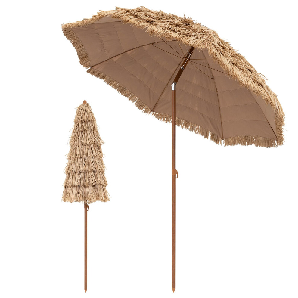 216cm Hula Thatched Tiki Umbrella Hawaiian Style Beach Umbrella-Natural