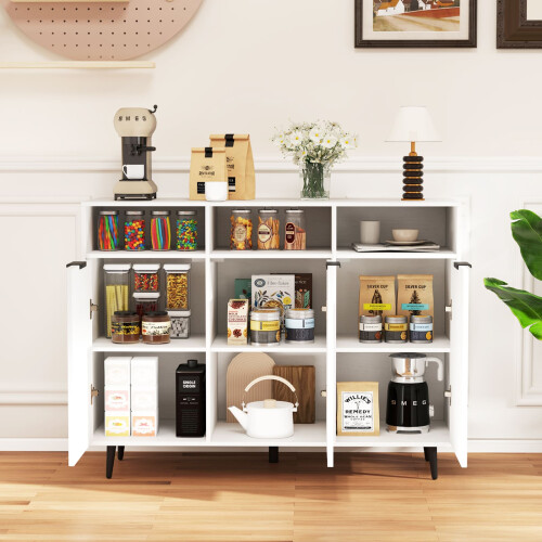 Casart Sideboard Buffet Cabinet Kitchen Storage Cabinet with Shelves-White 2