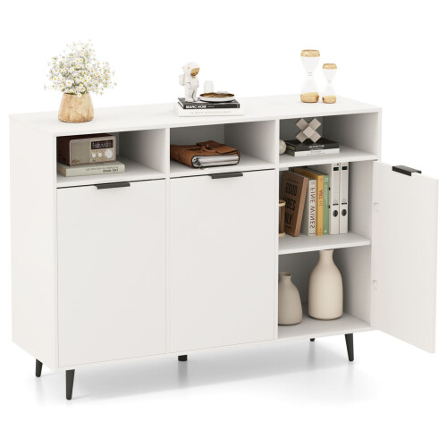 Casart Sideboard Buffet Cabinet Kitchen Storage Cabinet with Shelves-White
