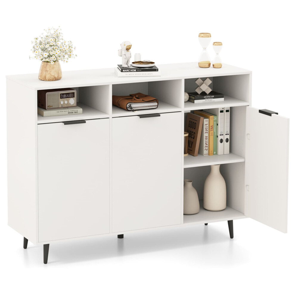 Casart Sideboard Buffet Cabinet Kitchen Storage Cabinet With Shelves- White