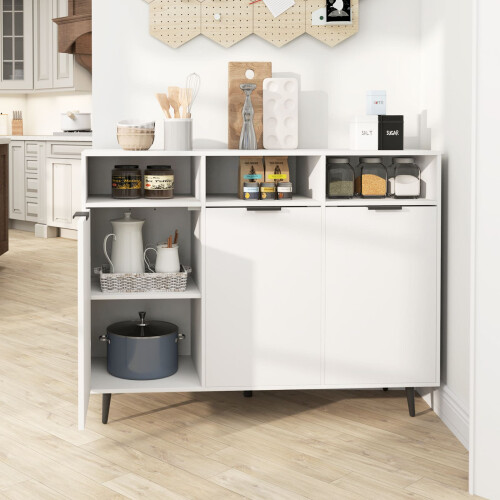 Casart Sideboard Buffet Cabinet Kitchen Storage Cabinet with Shelves-White 1