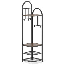 4-Tier Coat Rack 180cm Tall Entryway Shoes Shelf Organizer-Brown