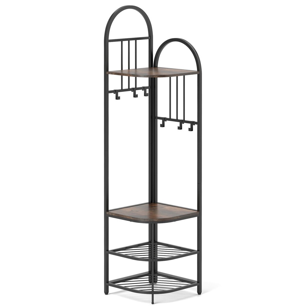 4-Tier Coat Rack 180cm Tall Entryway Shoes Shelf Organizer-Brown-image-OPC-PGBP5WW-NEW