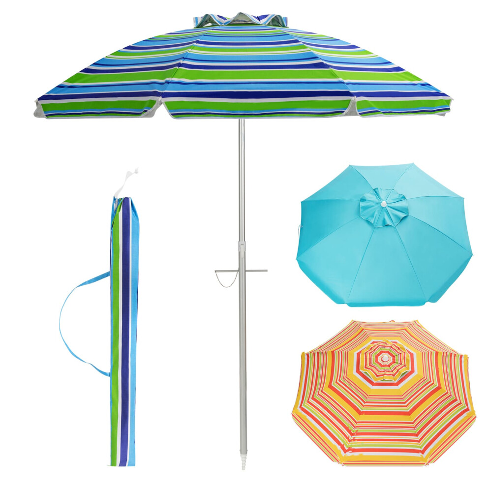 Casart 2M Beach Umbrella Portable Sunshade Umbrella W/Sand Anchor-Green