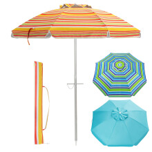2M Beach Umbrella Portable Sunshade Umbrella w/Sand Anchor-Yellow