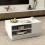 Casart Modern Coffee Table 86cm Long Rectangle Center Table w/Storage Shelves White 5