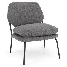 Armless Accent Chair Teddy Fleece Fabric Upholstered Leisure Chair-Grey