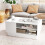 Casart Modern Coffee Table 86cm Long Rectangle Center Table w/Storage Shelves White 3