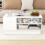 Casart Modern Coffee Table 86cm Long Rectangle Center Table w/Storage Shelves White 4