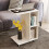 Casart C-Shaped End Table Narrow Side Table with Storage Shelves White 5