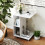 Casart C-Shaped End Table Narrow Side Table with Storage Shelves White 10