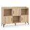 Casart Sideboard Storage Cabinet Bookcase with 3 Doors & Open Compartments Oak 10