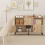 Casart Sideboard Storage Cabinet Bookcase with 3 Doors & Open Compartments Oak 9