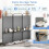 Casart 3-Panel Folding Room Divider 188cm Rolling Privacy Screen-Grey 6