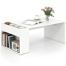 Coffee Table 85cm Coffee Table with Double-Layer Storage Space White
