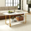Casart Faux Marble Top Coffee Table Office Modern 2-tier Tea Table-White 3