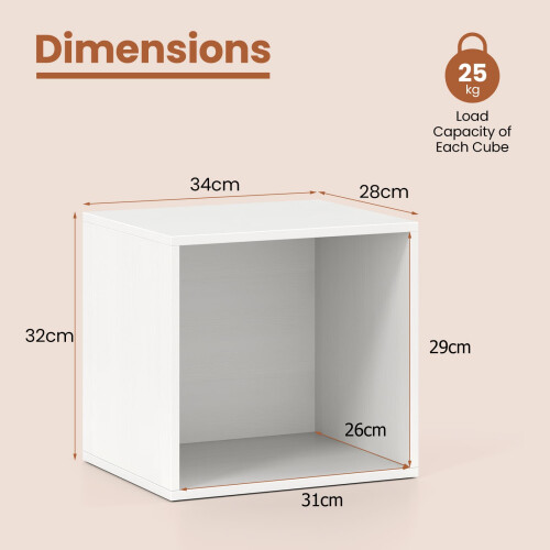 Casart Set of 4 Cube Storage Organizer Stackable Book Shelf White 1
