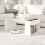 Casart Coffee Table 85cm Coffee Table with Double-Layer Storage Space White 8
