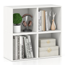 Set of 4 Cube Storage Organizer Stackable Book Shelf White