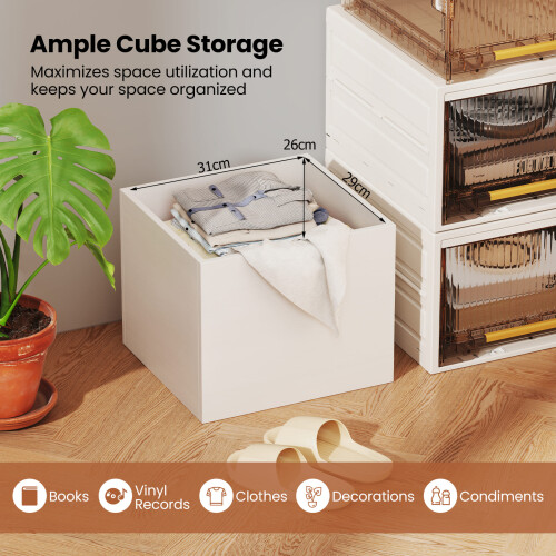 Casart Set of 4 Cube Storage Organizer Stackable Book Shelf White 2