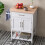 Casart Rolling Kitchen Island Cart Mobile Serving Cart with Drawer-White 3
