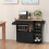 Casart Drop Leaf Kitchen Island Cart Mobile Buffet Serving Cart-Black 2