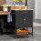 Casart Rolling Kitchen Island Cart Mobile Serving Cart with Drawer-Black 8