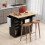 Casart Drop Leaf Kitchen Island Cart Mobile Buffet Serving Cart-Black 6