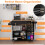 Casart Drop Leaf Kitchen Island Cart Mobile Buffet Serving Cart-Black 7
