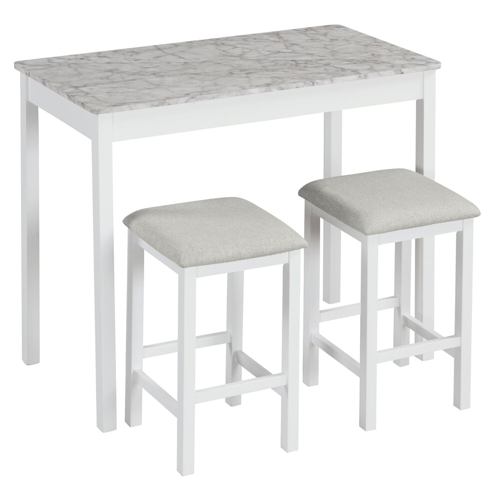 3-Piece Bar Table Set Counter-Height Dining Table & Bar Stools-White