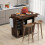 Casart Drop Leaf Kitchen Island Cart Mobile Buffet Serving Cart-Coffee 6