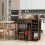 Casart Drop Leaf Kitchen Island Cart Mobile Buffet Serving Cart-Coffee 4