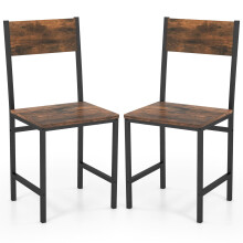 Set of 2 Dining Chairs Armless Dinner Chairs With Metal Legs