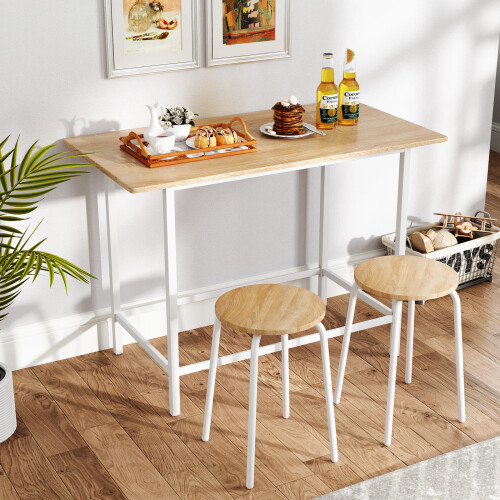 Casart 3-Piece Dining Set Kitchen Table and Chairs for 2 w/ Square Table-White 2