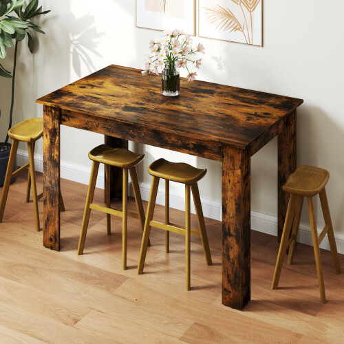 Casart Extendable Dining Table Modern Kitchen Table w/ L-shaped Legs Rustic Brown 2