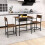 Casart Dining Table Set for 2 3-Piece Wood Rectangular Table & Chair Set w/ Metal Frame Coffee 10