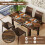 Casart Extendable Dining Table Modern Kitchen Table w/ L-shaped Legs Rustic Brown 8