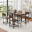 Casart Dining Table Set for 2 3-Piece Wood Rectangular Table & Chair Set w/ Metal Frame Coffee 8
