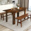 Casart Extendable Dining Table Modern Kitchen Table w/ L-shaped Legs Rustic Brown 5