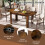 Casart Extendable Dining Table Modern Kitchen Table w/ L-shaped Legs Rustic Brown 6