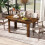 Casart Extendable Dining Table Modern Kitchen Table w/ L-shaped Legs Rustic Brown 4