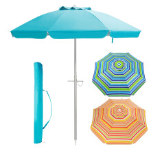 2M Beach Umbrella Portable Sunshade Umbrella w/Sand Anchor-Blue