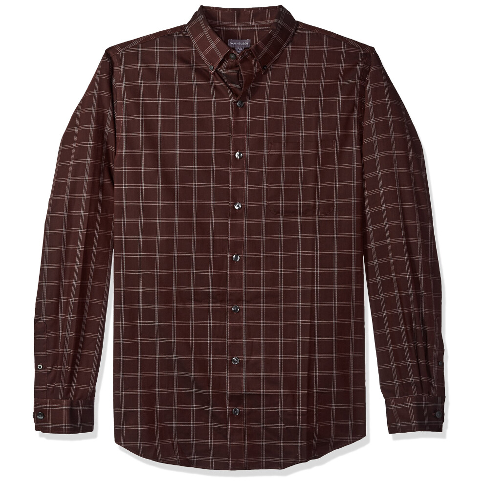 Chemise boutonn?e ? manches longues et infroissable pour homme Van Heusen, grande taille, rouge pinot noir, taille 3XL