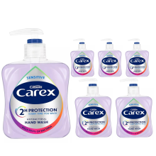 6 x 500ml Cussons Carex 2 Hour Protection Antibacterial Sensitive Pump Hand Wash