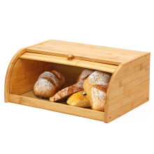 ROYALHOUSE Natural Bamboo Roll Top Br?dkasse K?kken Madopbevaring - samling p?kr?vet