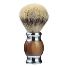 Je&Co 100% Silvertip Badger Hair Shaving Brush Handmade Shaving Brush with Fine Resin Handle and Stainless Steel Base Brown