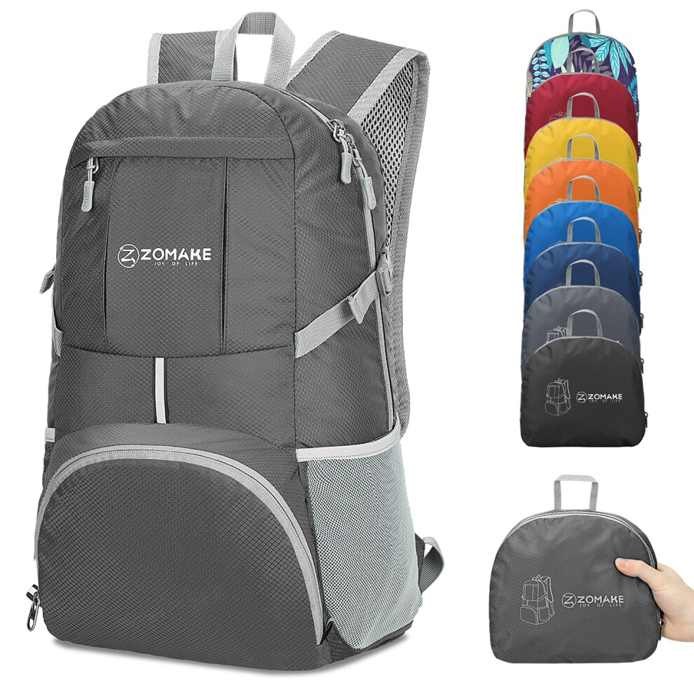 Zomake Leichter, Verstaubarer Rucksack, 35 L Leichter, Faltbarer Rucksack, Wasserabweisend, Zusammenklappbarer Wanderrucksack Kompakter, Falt-image