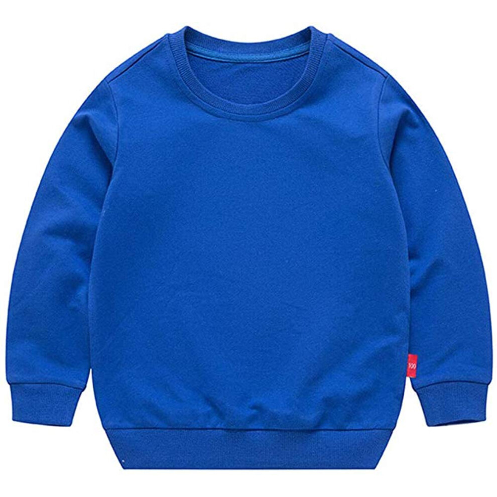 Haxico Unisex Kinder Solide Baumwolle D Nne Pullover Sweatshirt T-Shirt Kleinkind Baby Rundhals Langarm T-Shirts Tops Bluse K Nigsblau 100-image