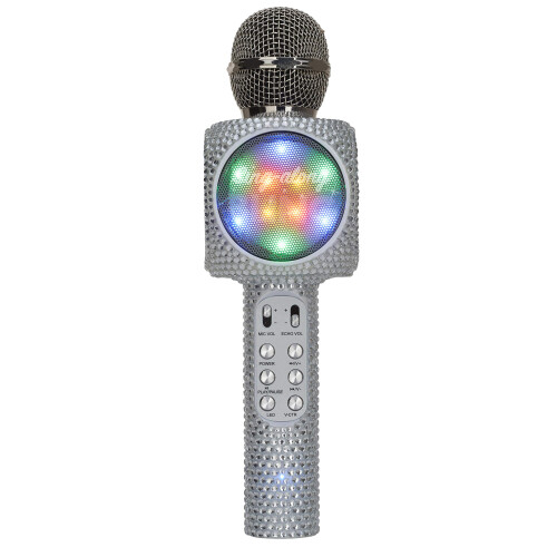 Wireless Express - Μικρόφωνο Καραόκε Bluetooth και Ηχείο All-in-One (Ασημένιο Bling)