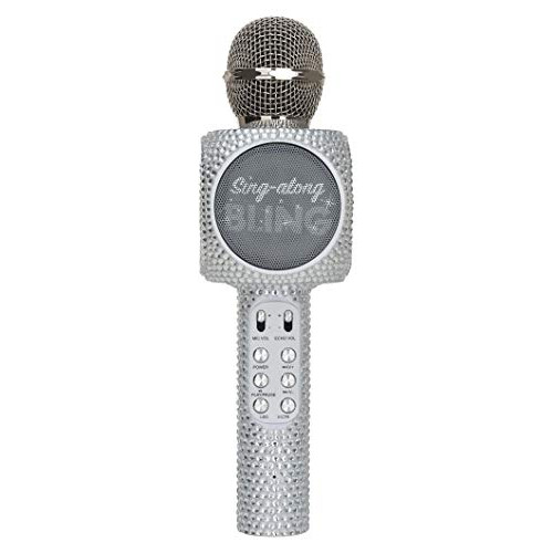 Wireless Express - Μικρόφωνο Καραόκε Bluetooth και Ηχείο All-in-One (Ασημένιο Bling) 1